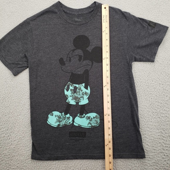 Disney Shirt Mens Small Gray Neff Floral Mickey Mouse Crew Neck Short Sleeve - Picture 9 of 12